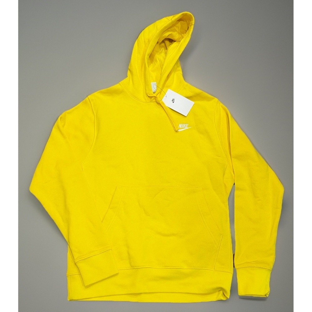 NWT! Nike Sportswear Club Fleece Pullover Hoodie Yellow Size Small Orig $65